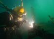 Subsea welding Underwater,Welding,In,Deep,Ocean,Depths,Closeup