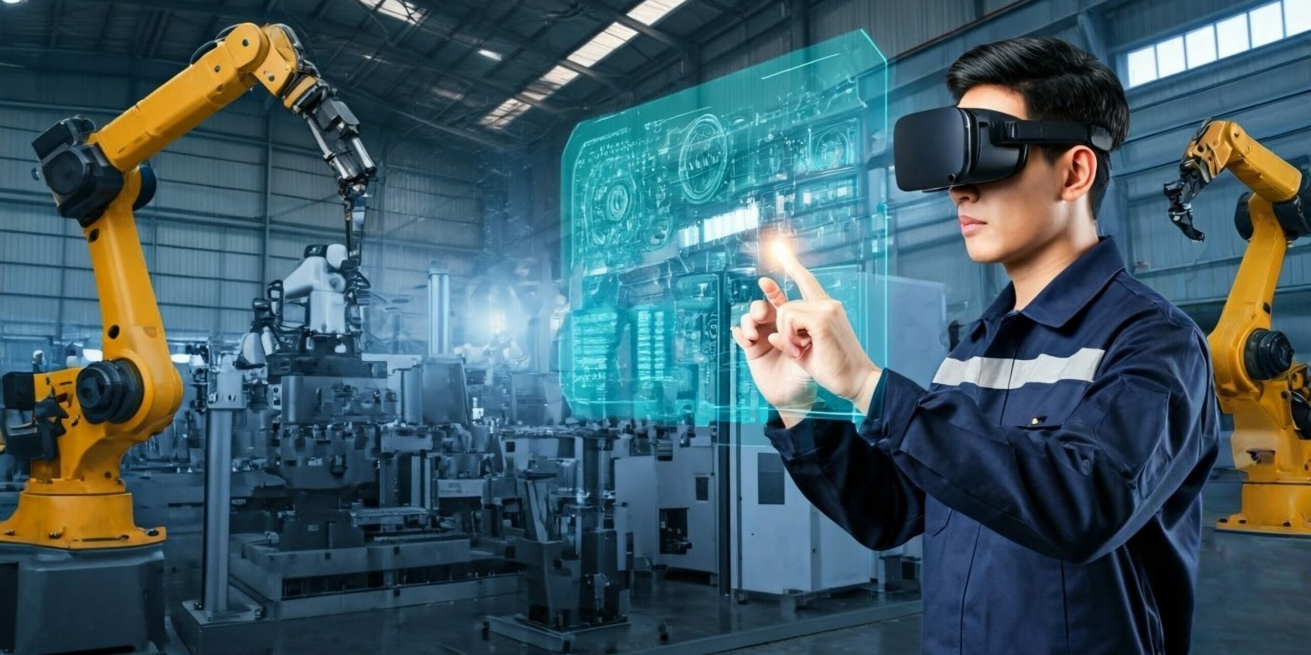 sian Young engineer is using Extended Reality (XR) in Manufacturing