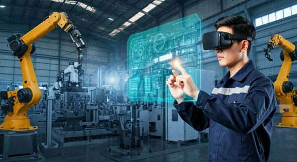 sian Young engineer is using Extended Reality (XR) in Manufacturing