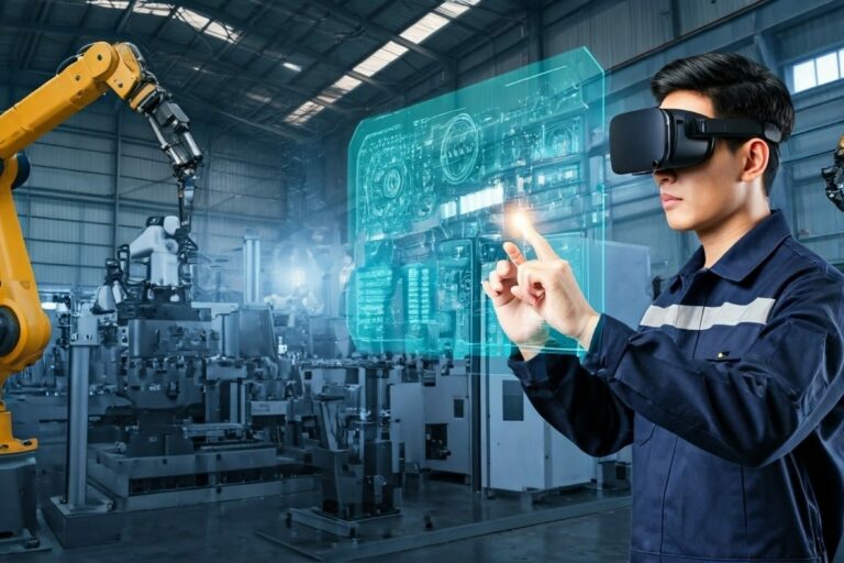 sian Young engineer is using Extended Reality (XR) in Manufacturing